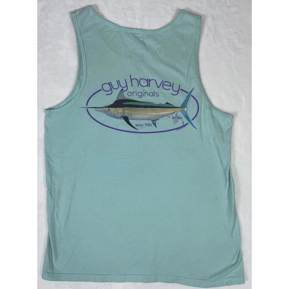 Guy Harvey Highlight Fish Boat Tank Top Celadon Mint Regular Fit Medium Fishing